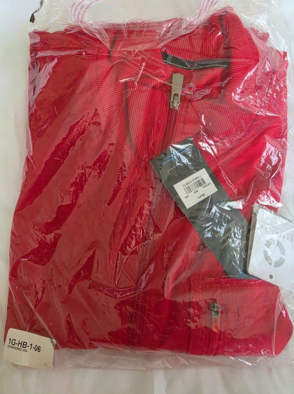 Cherokee Infinity Men's Zip Front Rib Panel Scrub Jacket - Red, 2XL, NWT